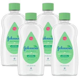 imageJohnsons Baby Oil Mineral Oil Enriched with Aloe Vera and Vitamin E 20 fl oz14 Fl Oz Pack of 4