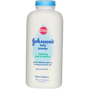 imageJohnsons Baby Powder Naturally Derived Cornstarch with Aloe ampamp Vitamin E for Delicate Skin Hypoallergenic and Free of Parabens Phthalates and Dyes for Gentle Baby Skin Care 15 ozAloe
