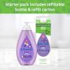 imageJohnsons Baby Soothing Bedtime Bath Starter Kit Nighttime Lavendar Baby Bath 2701 fl Oz and Bedtime Bath Value Size Refill Pack 338 fl OzLavender