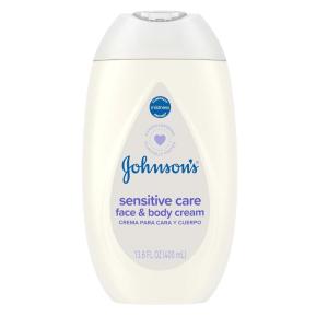 imageJohnsons Baby Sensitive Care Face ampamp Body Baby Cream Daily Moisturizing Baby Cream to Nourish ampamp Comfort Dry Sensitive Skin Lightly Scented No Greasy Feel Hypoallergenic 136 fl oz136 Fl Oz Pack of 1