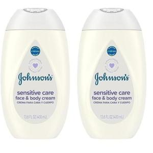 imageJohnsons Baby Sensitive Care Face ampamp Body Baby Cream Daily Moisturizing Baby Cream to Nourish ampamp Comfort Dry Sensitive Skin Lightly Scented No Greasy Feel Hypoallergenic 136 fl oz136 Fl Oz Pack of 2