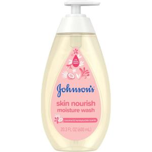 imageJohnsons Baby Skin Nourish Baby Moisture Wash  Coconut ampamp Honeysuckle Scents Cleanses ampamp Leaves Skin Moisturized Hypoallergenic Body Wash Baby Bath Essential SulfateFree 203 fl oz