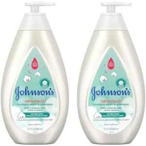 imageJohnsons CottonTouch Newborn Baby Wash ampamp Shampoo with No More Tears Sulfate Paraben Free for Sensitive Skin Made with Real Cotton Gently Washes Away Dirt ampamp Germs 271 fl oz1 Fl Oz Pack of 2