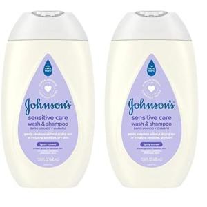 imageJohnsons Sensitive Care Baby Body Wash ampamp Shampoo Daily Moisturizing 2in1 Baby Wash ampamp Shampoo to Gently Cleanse Dry Sensitive Skin Lightly Scented TearFree Hypoallergenic 136 fl oz136 Fl Oz Pack of 2