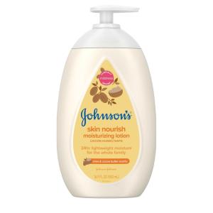 imageJohnsons Skin Nourish Moisturizing Baby Lotion for Dry Skin with Shea ampamp Cocoa Butter Scents Gentle ampamp Lightweight Body Lotion for The Whole Family Hypoallergenic DyeFree 169 fl oz169 Fl Oz Pack of 1