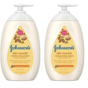 imageJohnsons Skin Nourish Moisturizing Baby Lotion for Dry Skin with Shea ampamp Cocoa Butter Scents Gentle ampamp Lightweight Body Lotion for The Whole Family Hypoallergenic DyeFree 169 fl oz169 Fl Oz Pack of 2