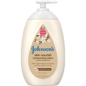 imageJohnsons Skin Nourish Moisturizing Baby Lotion for Dry Skin with Vanilla ampamp Oat Scents Gentle ampamp Lightweight Body Lotion for the Whole Family Hypoallergenic DyeFree 169 fl oz169 Fl Oz Pack of 1