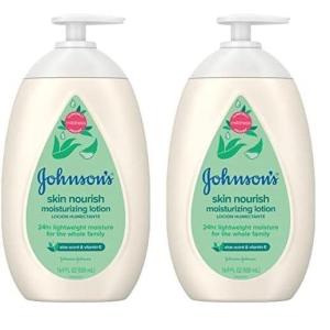imageJohnsons Skin Nourish Moisturizing Baby Lotion with Aloe Vera Scent ampamp Vitamin E Gentle ampamp Lightweight Body Lotion for The Whole Family Hypoallergenic DyeFree 169 fl oz169 Fl Oz Pack of 2